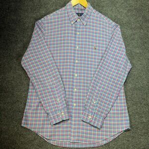 Polo Ralph Lauren Oxford Shirt Mens L Multicolor Check Plaid Preppy Flesh Pony